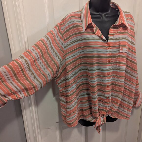Tramp peach and light brown button down - 3X - Picture 2 of 8